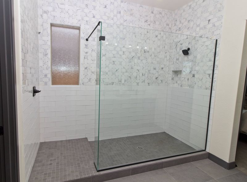 Minimalist Shower with Built-in Niches